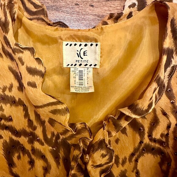 Size: 4P Woman's Beaded Animal Print Leopard Dress Brand: IE Petite - Picture 5 of 6